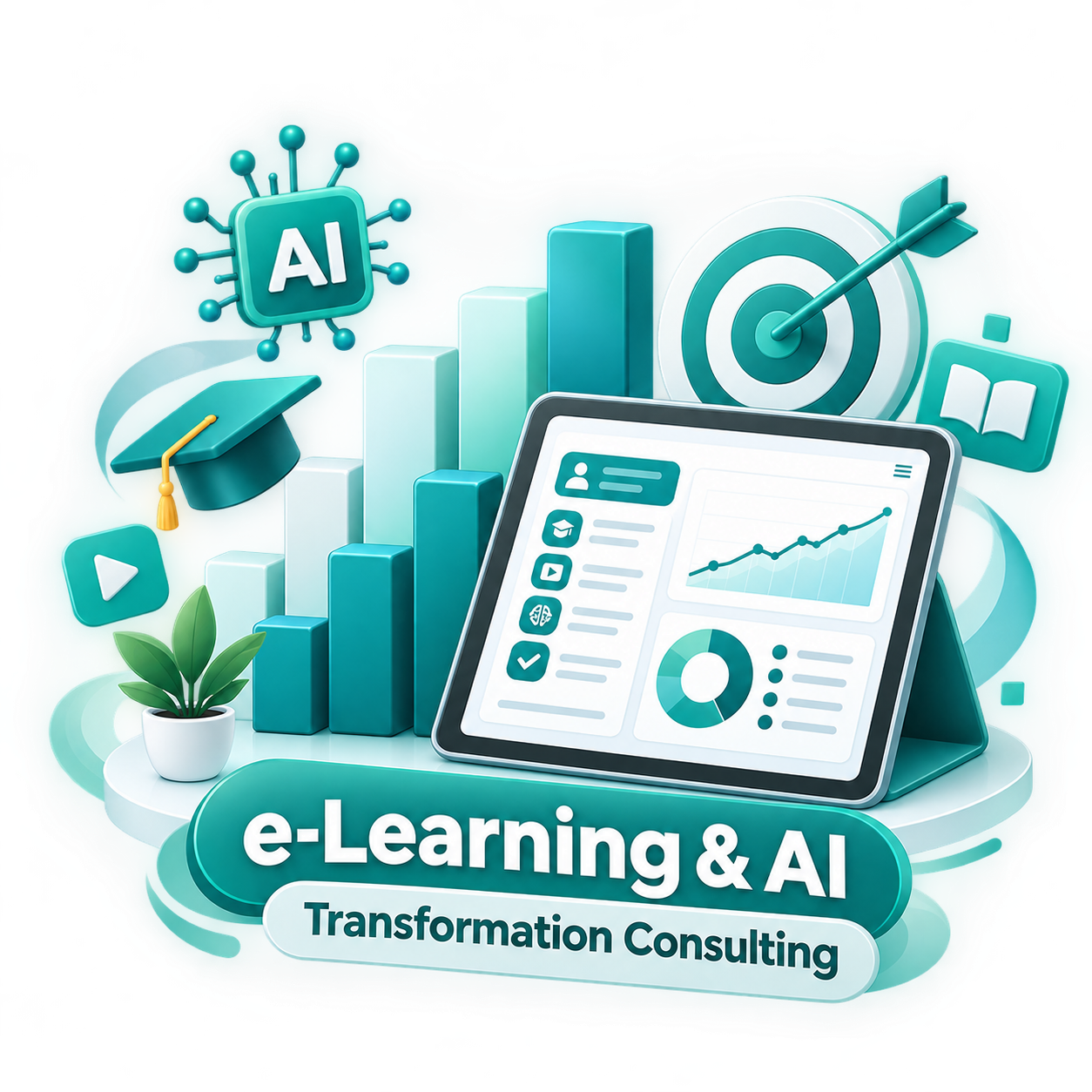 ภาพประกอบบริการ e-Learning & AI <accent>Transformation Consulting</accent>
