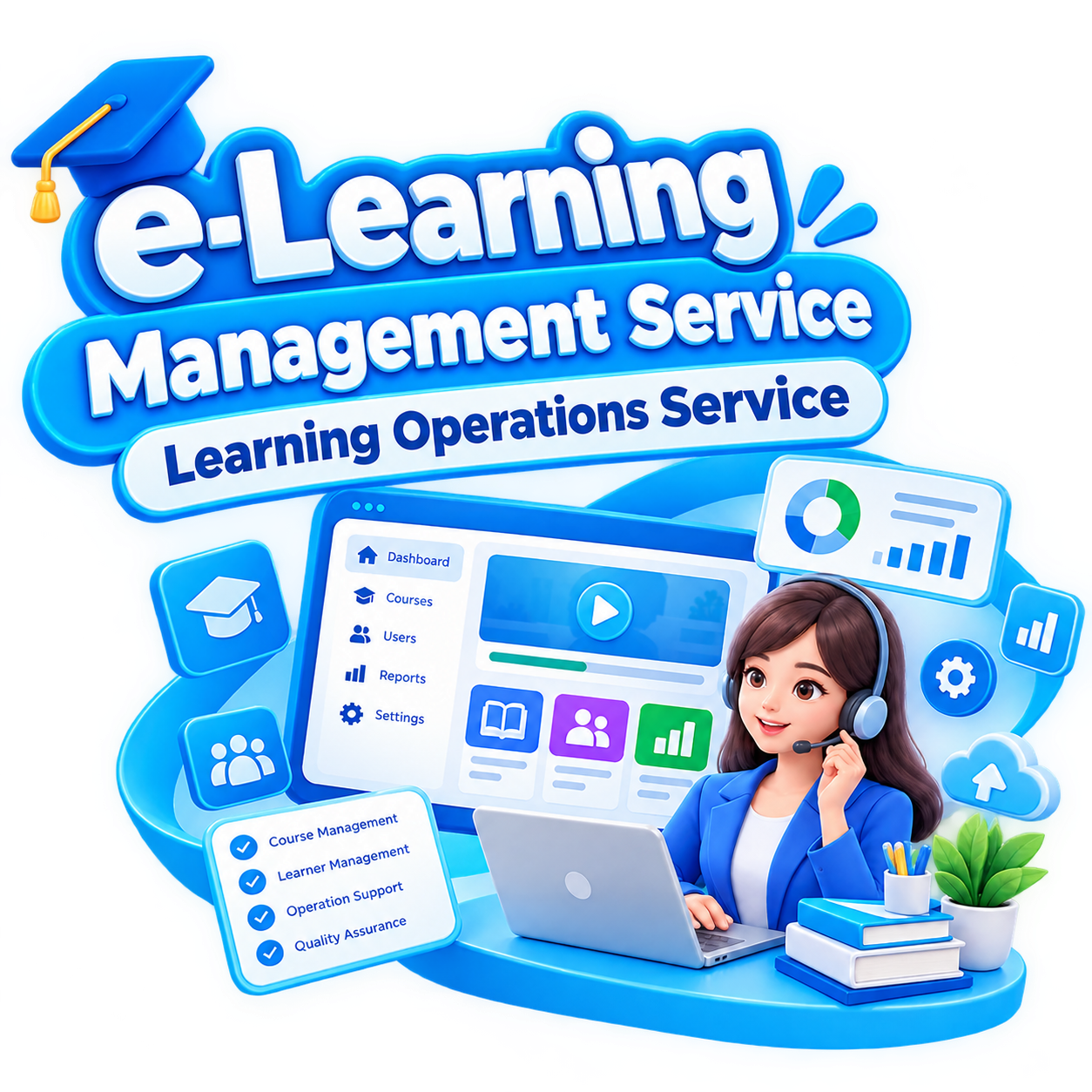 ภาพประกอบบริการ e-Learning <accent>Management</accent> Service Learning Operations <accent>Service</accent>